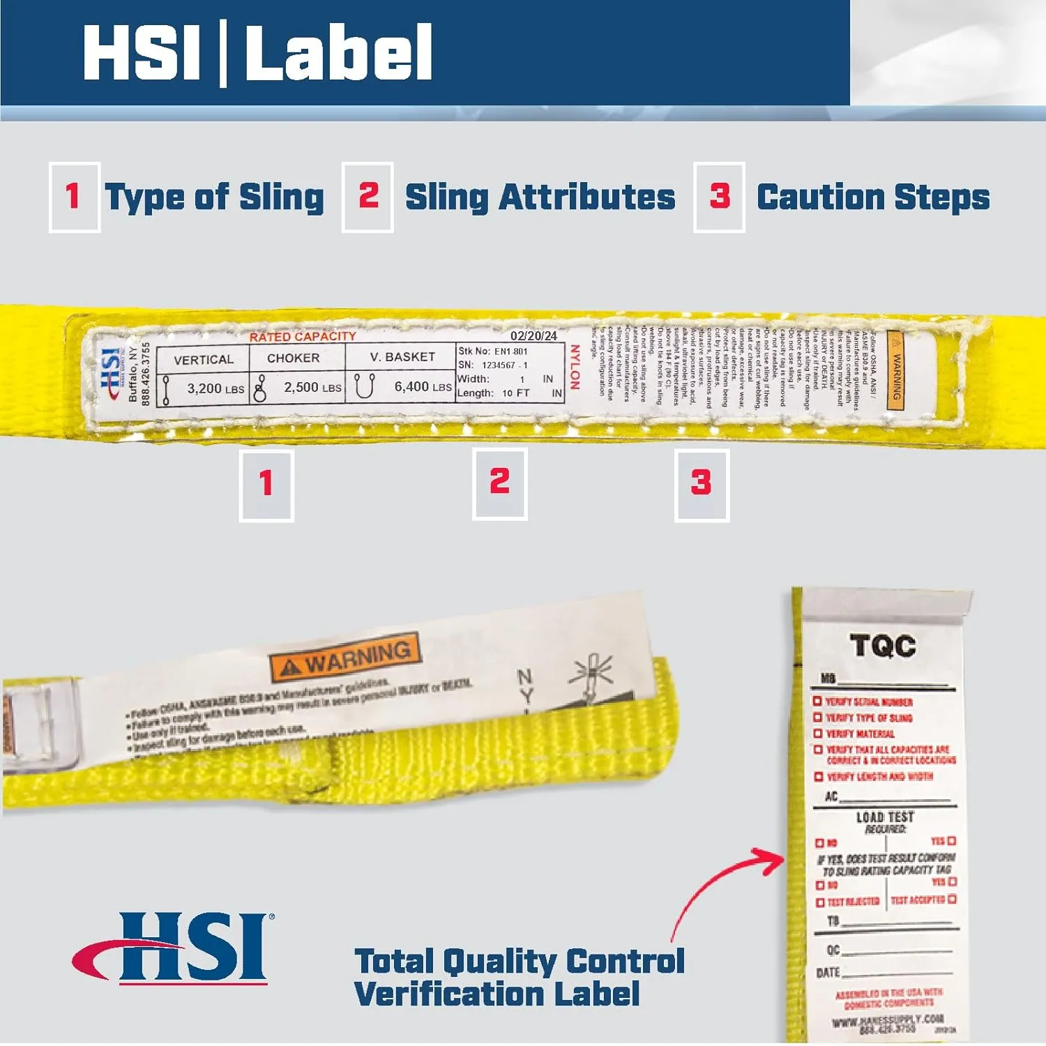 One Ply 1" x 10' Endless Nylon Type 5 Sling | EN1-801 | | 3,200 Lb. Vertical Capacity | Hanes Supply (HSI) Heavy Duty Rigging Equipment for Lifting and Towing