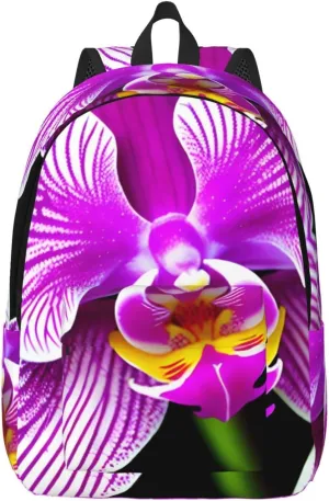 Orchid Flower print Laptop Backpack for Travel Computer,Casual Daypack Bookbag for College Work for Women Men