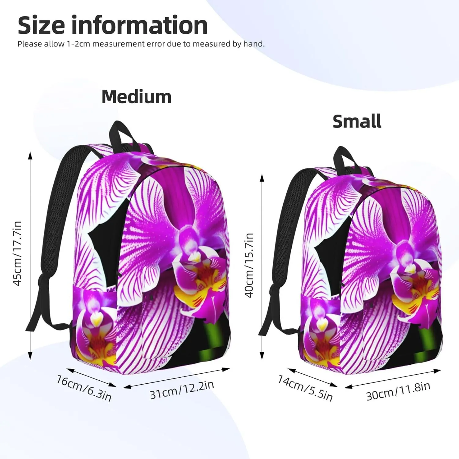 Orchid Flower print Laptop Backpack for Travel Computer,Casual Daypack Bookbag for College Work for Women Men