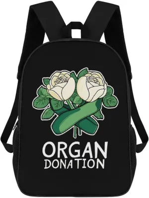 Organ Donation 17 Inches Travel Backpacks Funny Shoulder Bag Lightweight Daypack