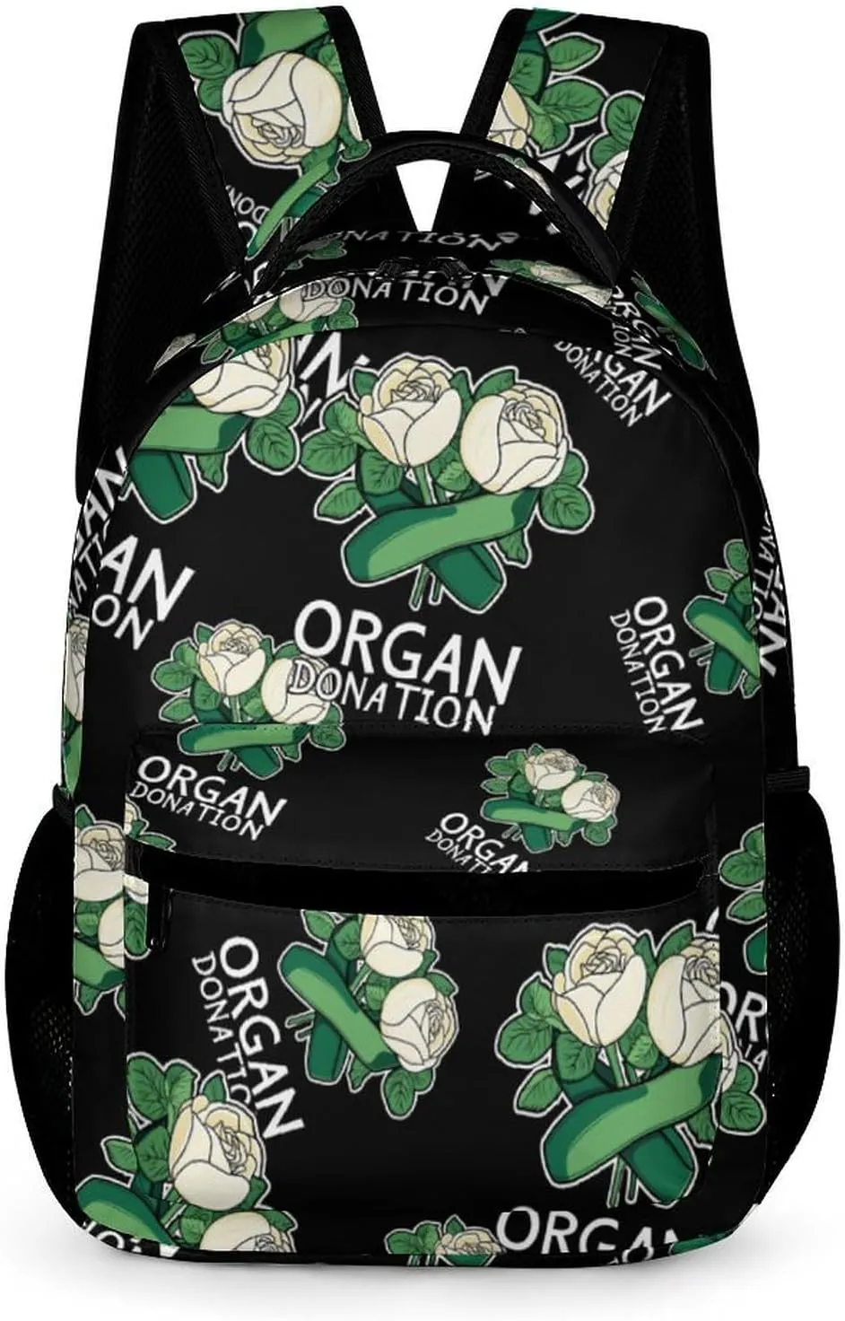Organ Donation Cute Backpack Travel Work Bag with Water Bottle Pocket Adjustable Padded Shoulder Straps Daypack