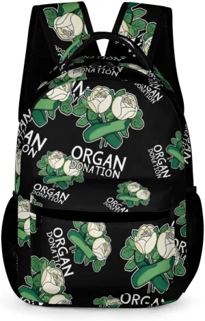 Organ Donation Cute Backpack Travel Work Bag with Water Bottle Pocket Adjustable Padded Shoulder Straps Daypack