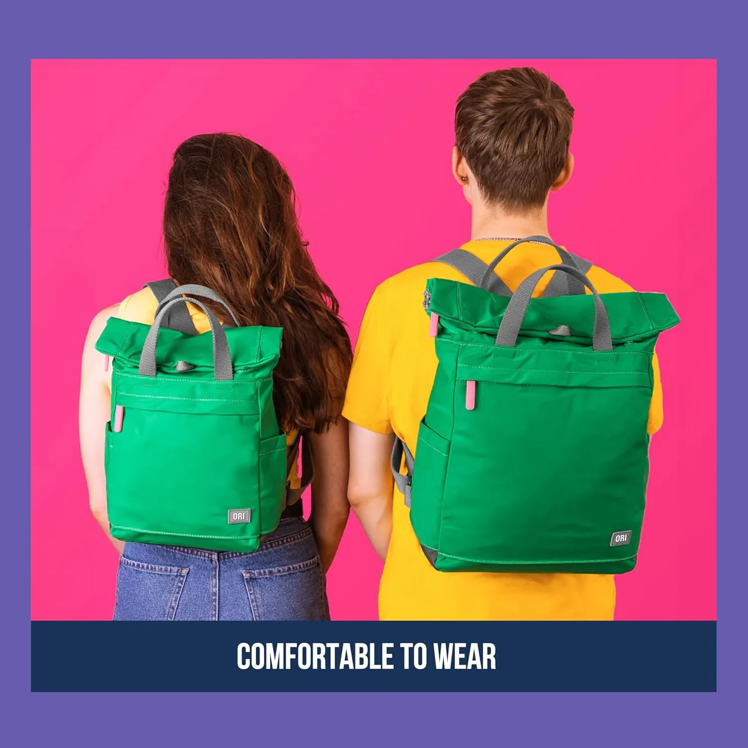 ORI LONDON Rolltop Backpack - Large Travel Backpack with Lots of Pockets for Men & Women - The Finchley, Forest