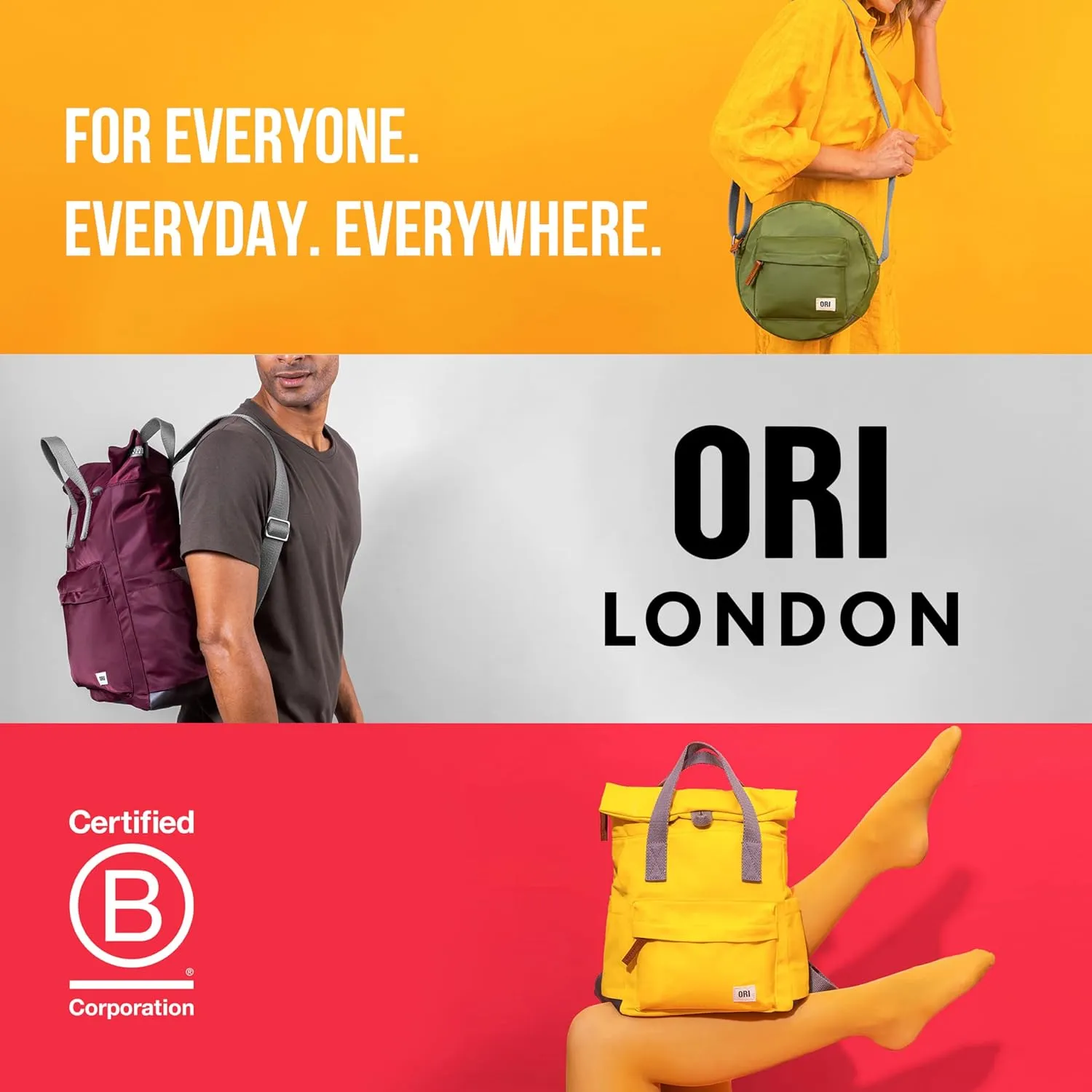 ORI LONDON Rolltop Backpack - Medium Travel Backpack with Lots of Pockets for Men & Women - The Finchley, Flax