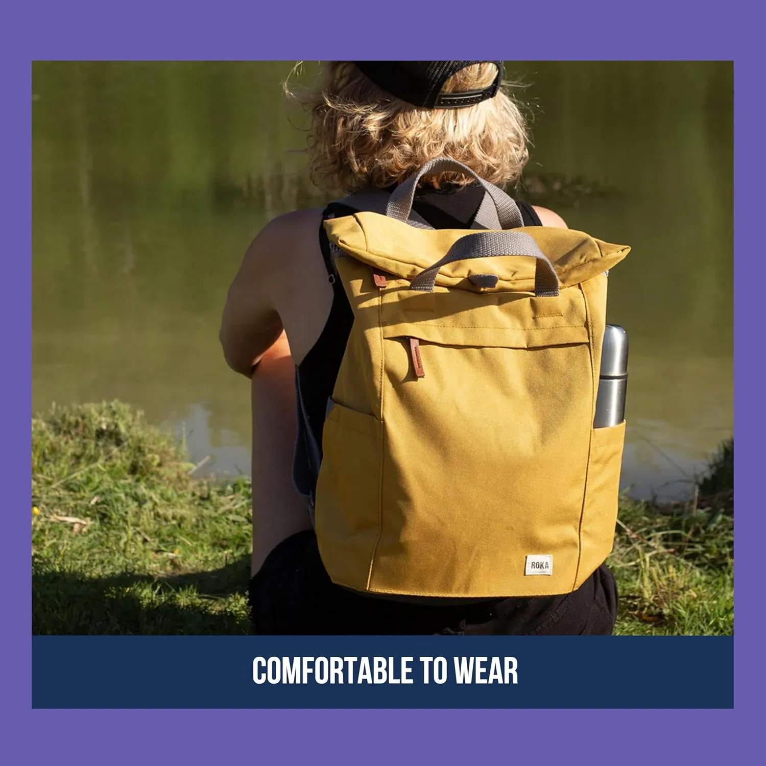 ORI LONDON Rolltop Backpack - Medium Travel Backpack with Lots of Pockets for Men & Women - The Finchley, Flax