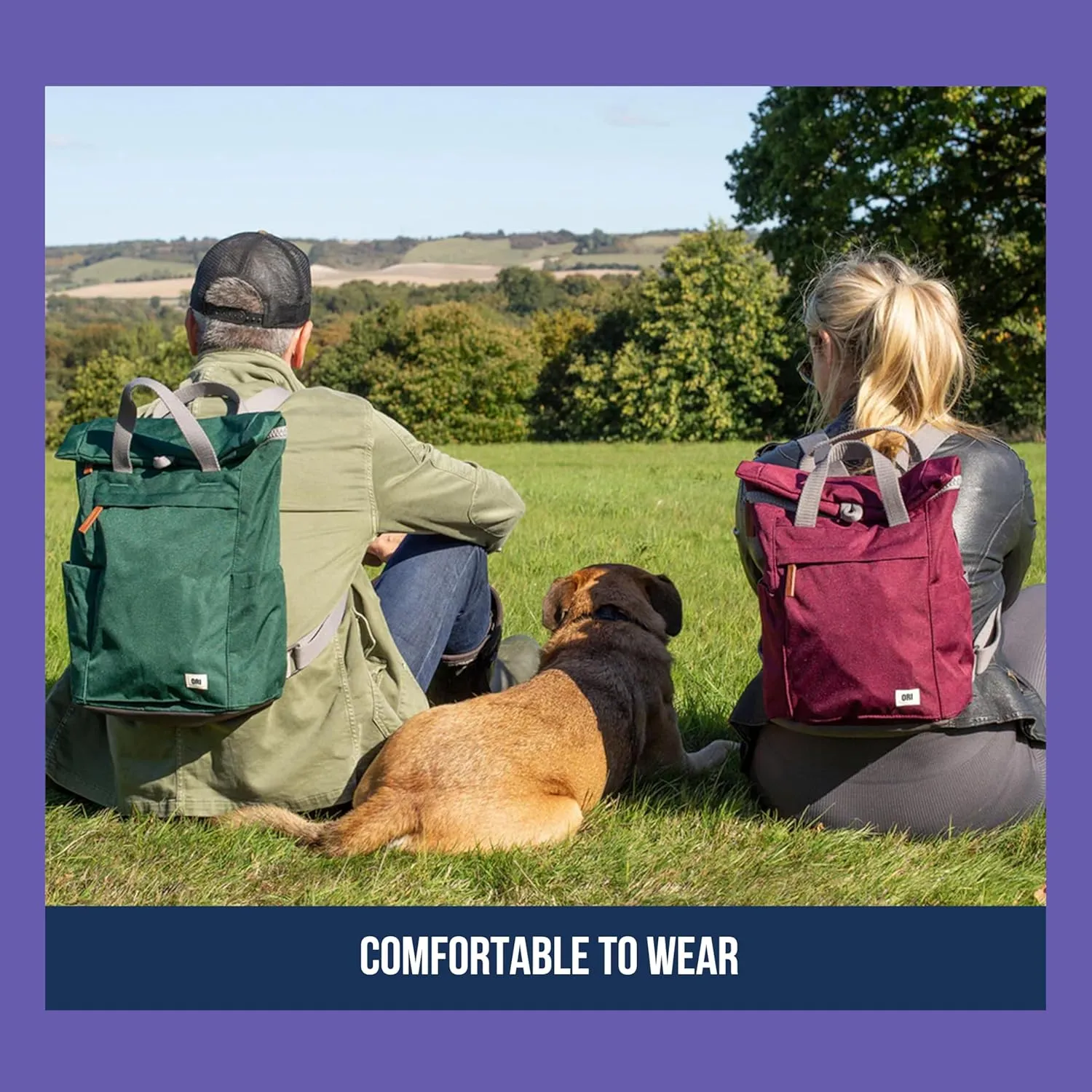ORI LONDON Rolltop Backpack - Small Travel Backpack with Lots of Pockets for Men & Women - The Finchley, Marine