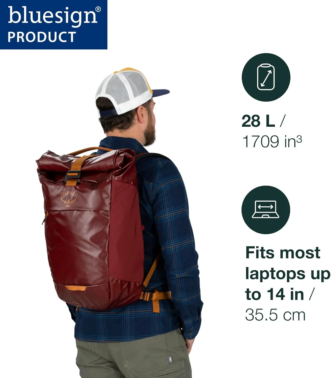 Osprey Transporter Roll Top Laptop Backpack, Black