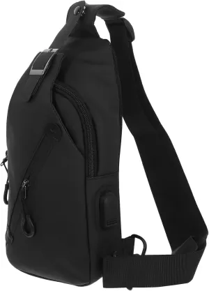 Outdoor Sling Bag Crossbody Chest Bag with USB Charging Port Storage Pouch for Hiking Walking and Travel