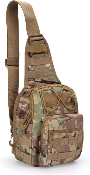 Outdoor Tactical Shoulder Backpack,Military Chest Portable Sling Bag For Men Women (CP Camo)