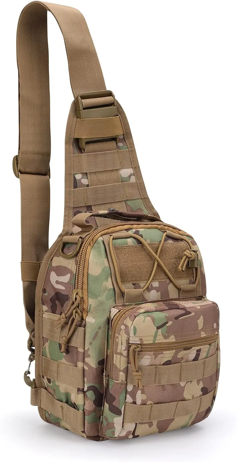 Outdoor Tactical Shoulder Backpack,Military Chest Portable Sling Bag For Men Women (CP Camo)