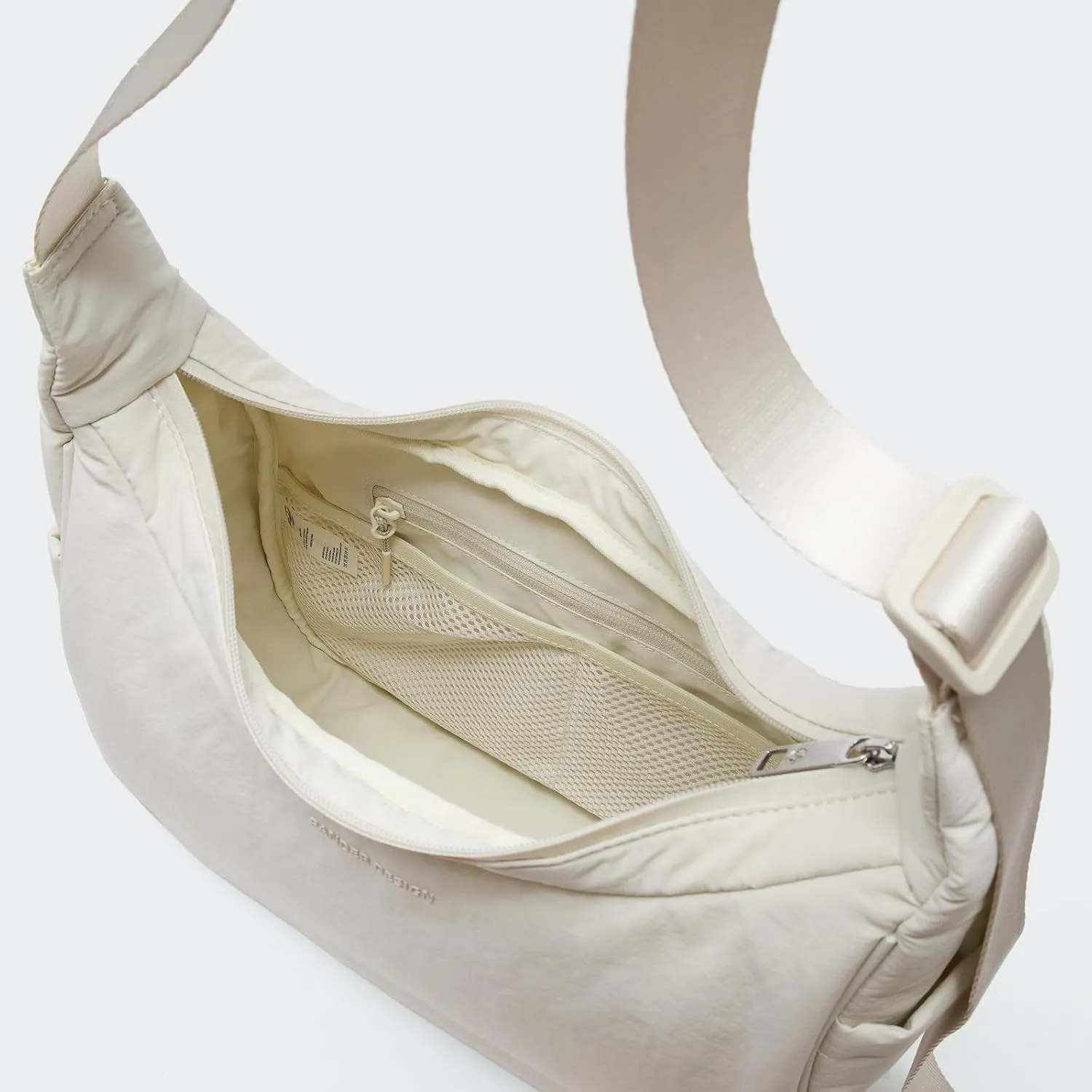 Pander Nylon Crescent Shoulder Bag, Medium Sling Crossbody with Adjustable Strap.