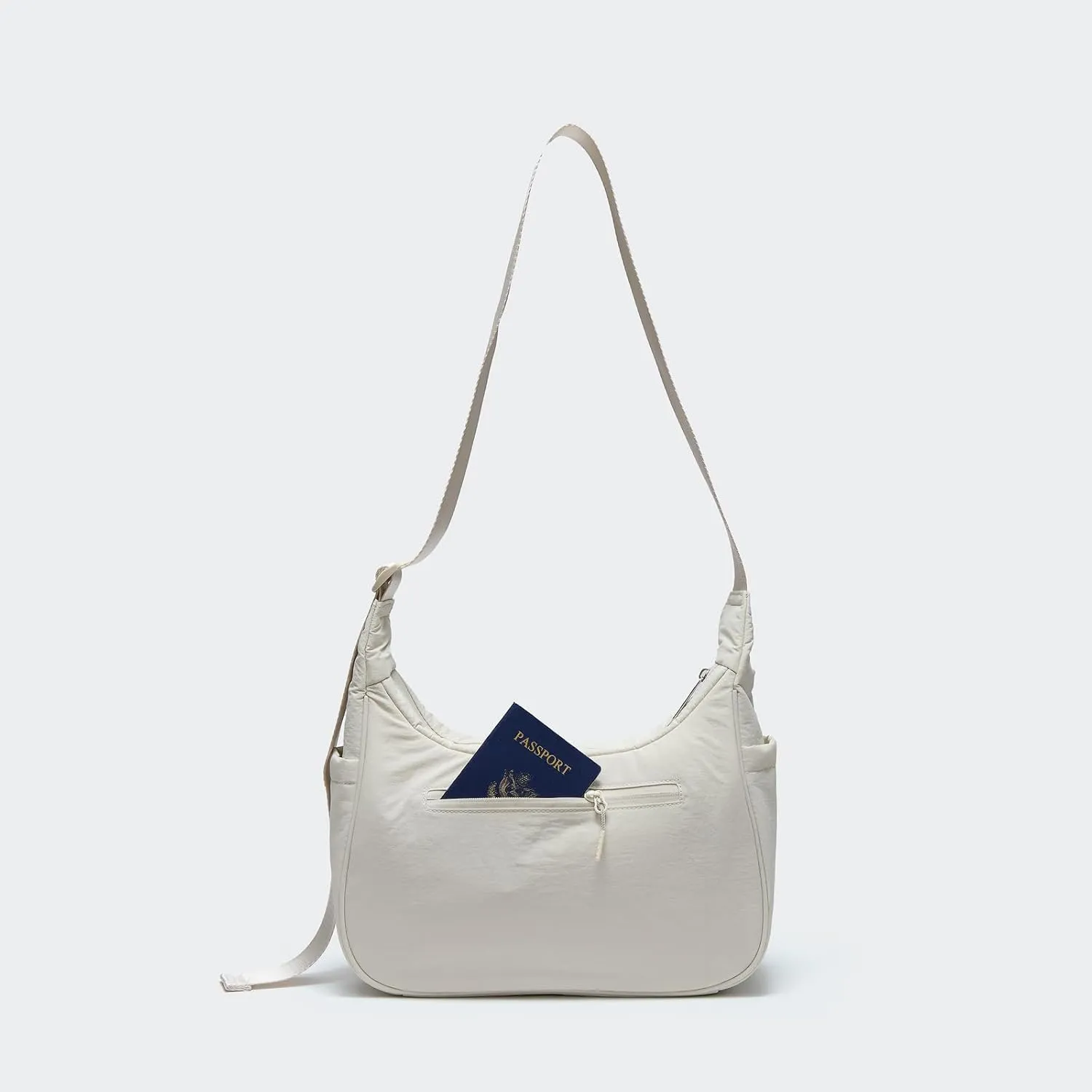 Pander Nylon Crescent Shoulder Bag, Medium Sling Crossbody with Adjustable Strap.