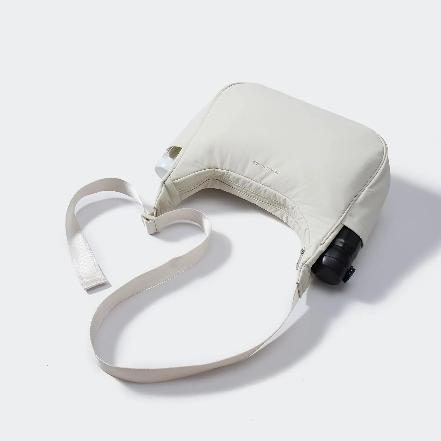 Pander Nylon Crescent Shoulder Bag, Medium Sling Crossbody with Adjustable Strap.