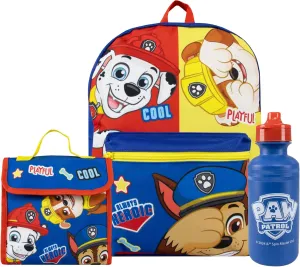 Paw Patrol Backpack With Lunch Box | Marshall, Chase And Rubble Boys Backpack | Boys School Bag | Blue One Size