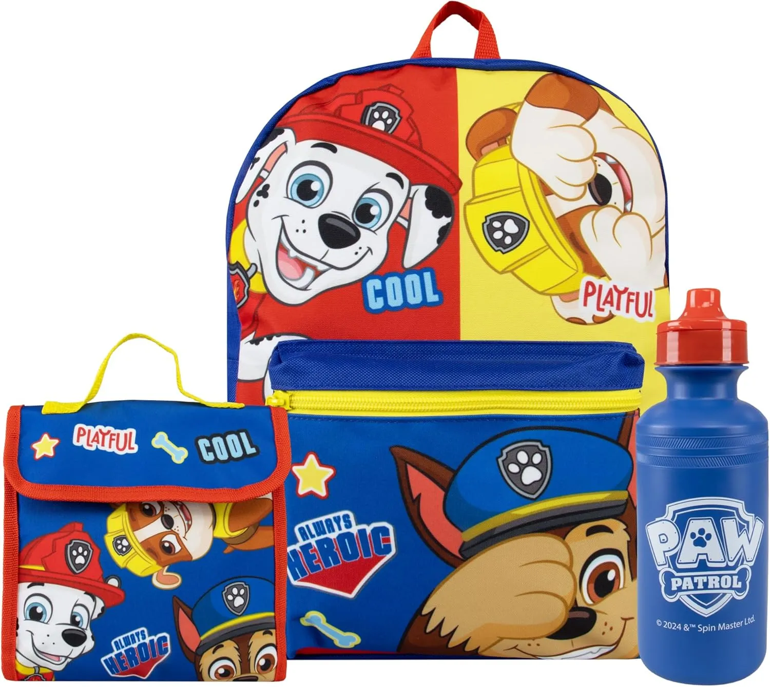 Paw Patrol Backpack With Lunch Box | Marshall, Chase And Rubble Boys Backpack | Boys School Bag | Blue One Size