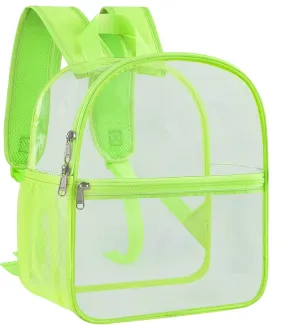 Paxiland Clear Backpack Stadium Approved 12×12×6 with Reinforced and Wider Shoulder Straps, Small Clear Bag for Schools, Concerts, Work, Festivals and Sporting Events - Green
