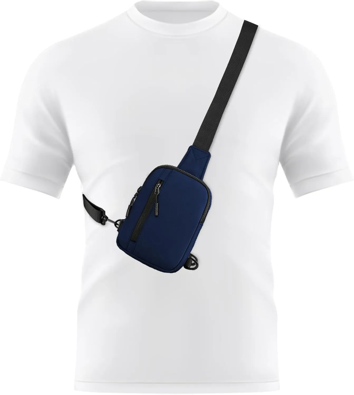 Peicees Mens Mini Sling Bag Chest Bag Shoulder Bag Women Crossbody Bag Phone Holder with Reversible Strap and Dual Pocket