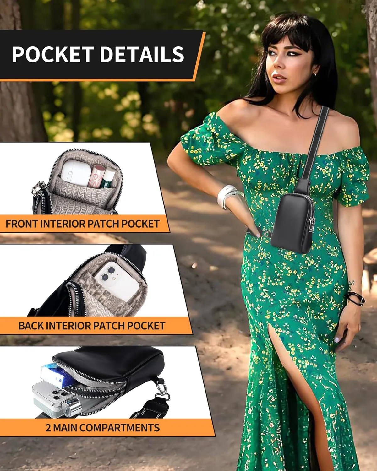Peicees Mini Leather Crossbody Bags for Women Fanny Packs Travel Sling Bag Cross Body Bag Womens Shoulder Phone Purse