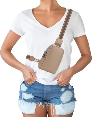 Peicees Mini Leather Crossbody Bags for Women Fanny Packs Travel Sling Bag Cross Body Bag Womens Shoulder Phone Purse