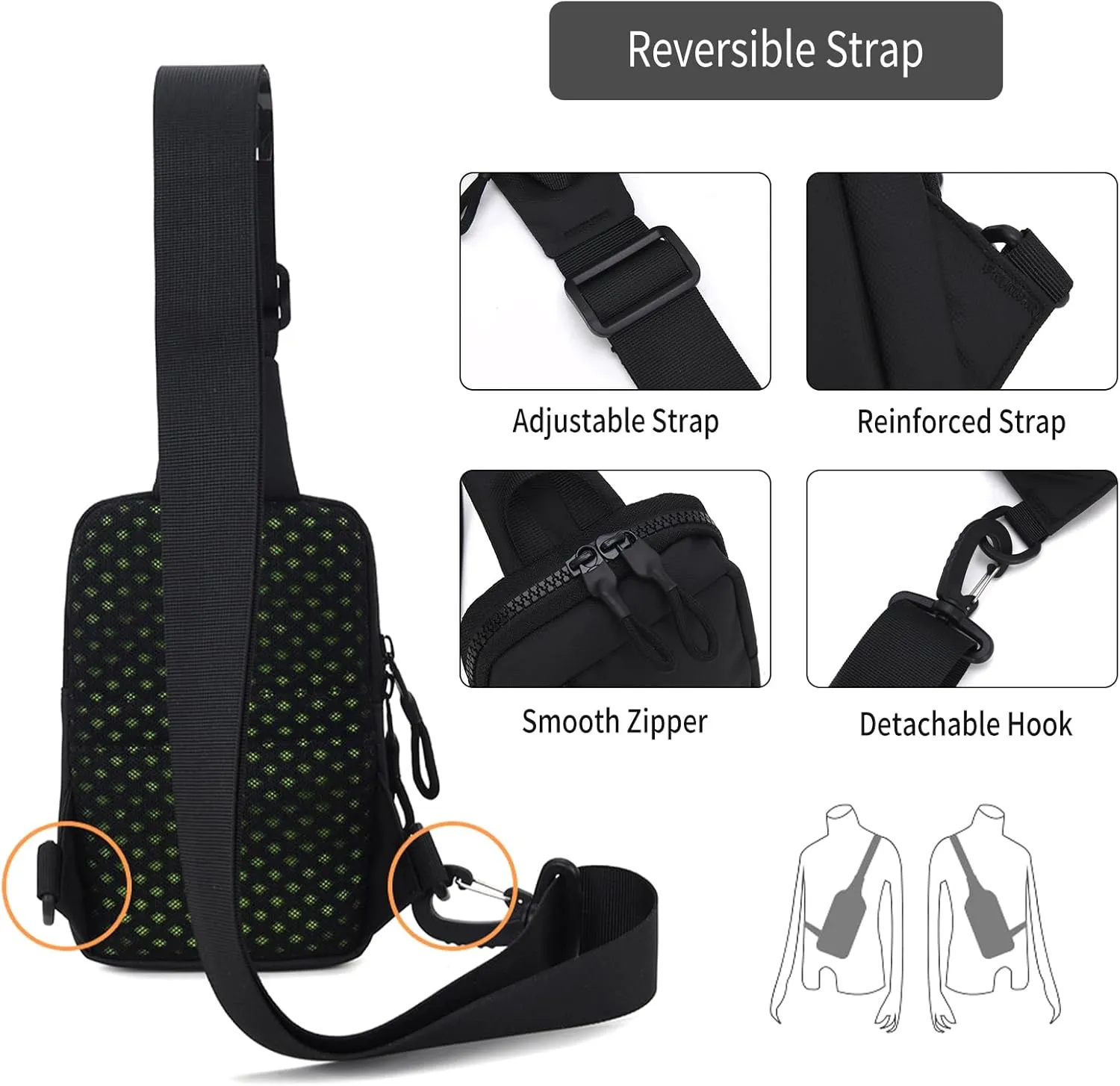 Peicees Small Crossbody Bag for Men Women Mini Sling Bag Travel Running Phone Daypack Cross Body Shoulder Bags with Keyholder