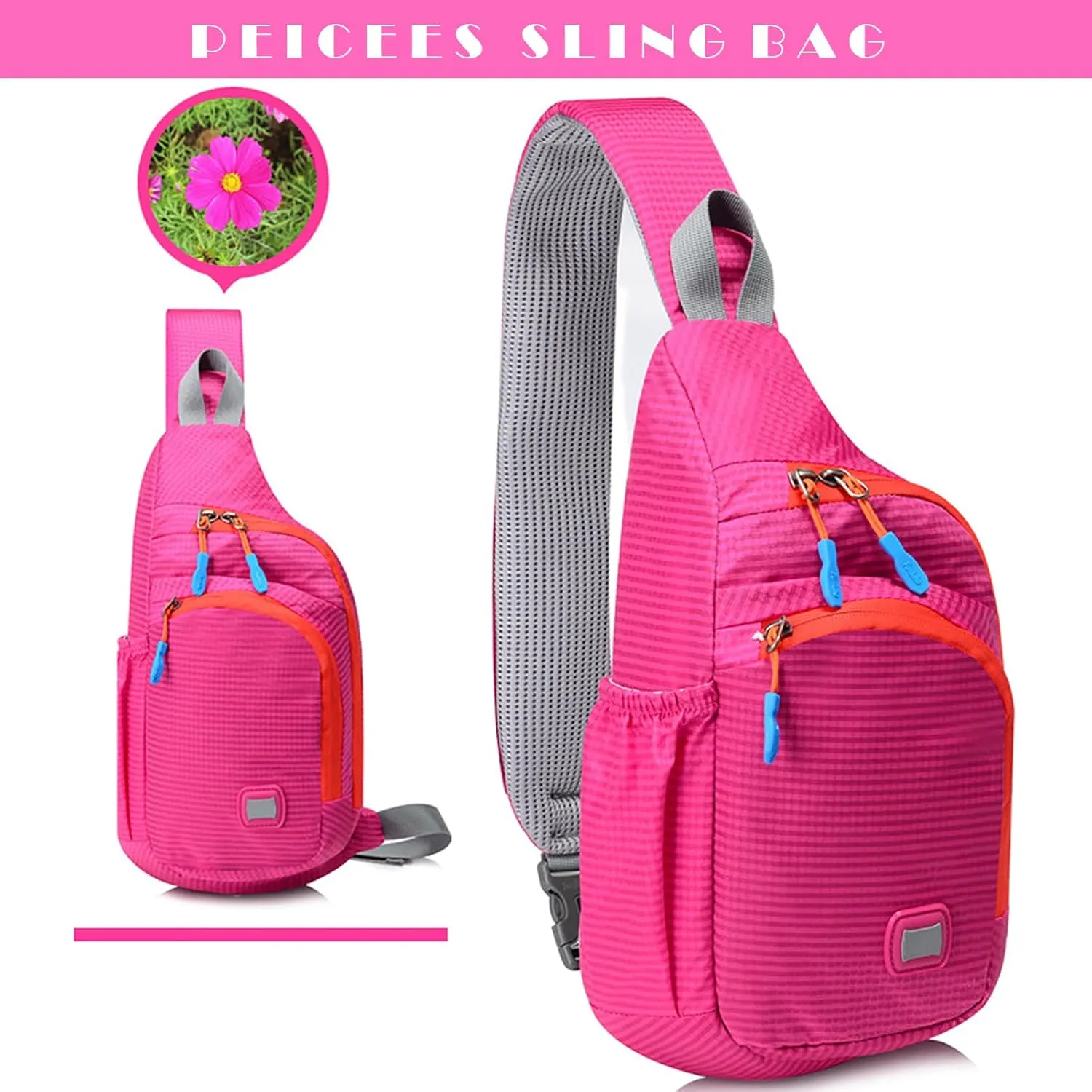 Peicees Small Sling Backpack Waterproof Unisex Shoulder Bag Chest Crossbody Daypack