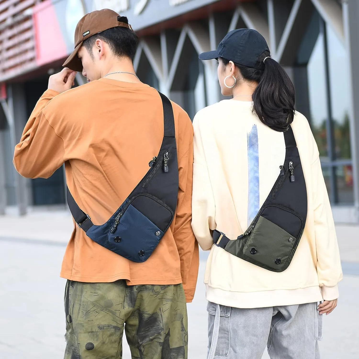Peicees Waterproof Sling Bag Crossbody Bag For Men Slim Chest Backpack Man Purse Small Shoulder Bag For Travel Hiking