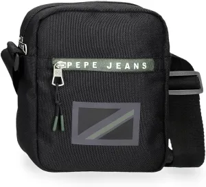 Pepe Jeans Alton Shoulder Bag Black 17x21x7cm Polyester by Joumma Bags, Black/White, Shoulder Bag, Black/White, shoulder bag