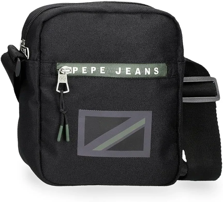 Pepe Jeans Alton Shoulder Bag Black 17x21x7cm Polyester by Joumma Bags, Black/White, Shoulder Bag, Black/White, shoulder bag