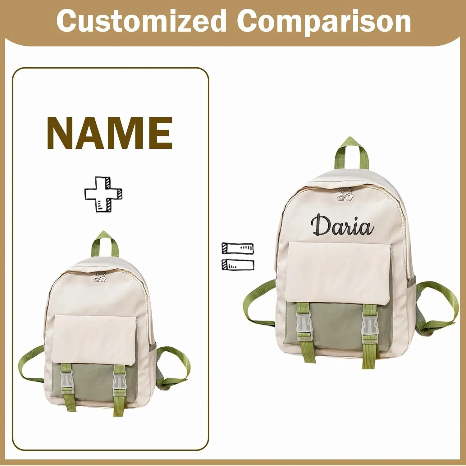 Personalised Backpack for School with Name Embroidery Custom Text School Bags Backpacks,Bookbag for Teenage Primary Secondary