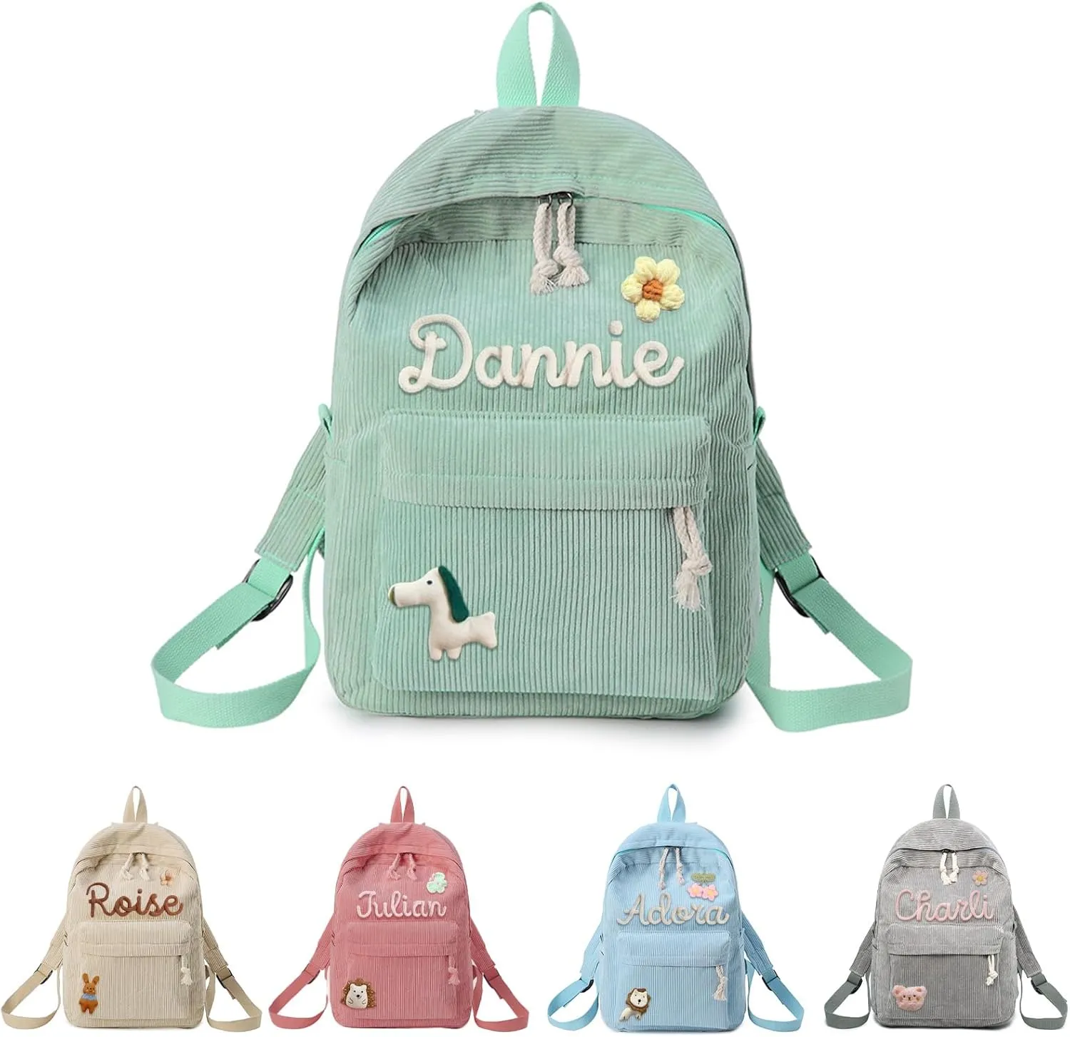 Personalized Backpack for Girls/Boy with Name, Custom Corduroy Backpack with Cotton Rope Woven, Dance/Gymnastics, Back to School Bag, Monogram Book Bag for Kids, Birthday/Christmas Gift, Children Gift