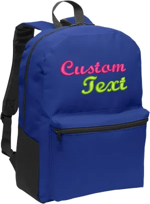 Personalized Casual Value Backpacks, Blue - Your Name - Customized Basic Backpack for College, Business