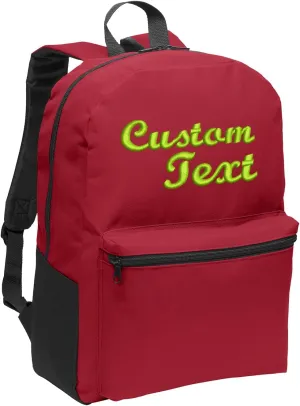 Personalized Casual Value Backpacks, Red - Your Name - Customized Basic Backpack for College, Business