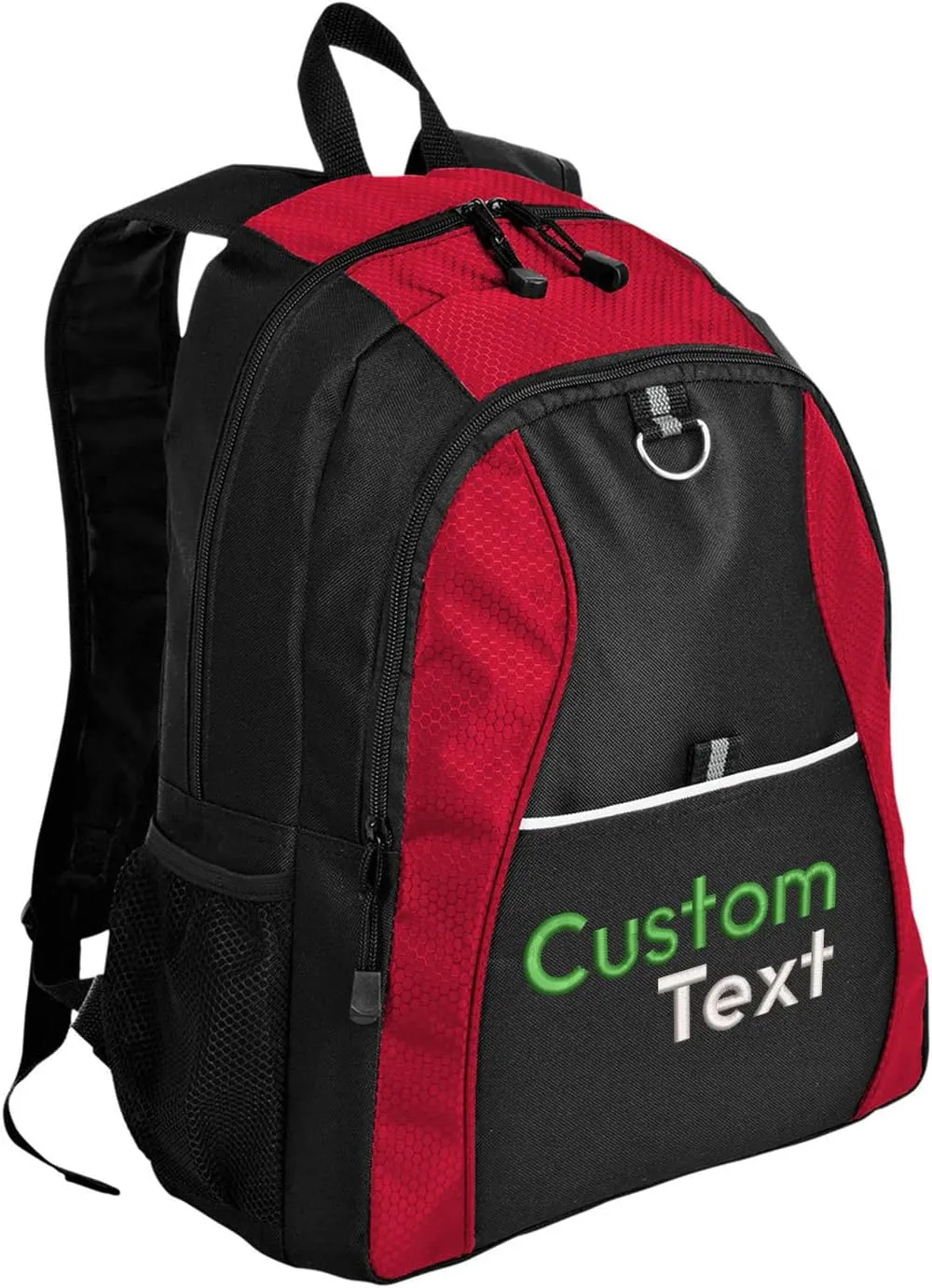 Personalized Contrast Honeycomb Backpacks, Red - Your Name - Customized Embroidery Backpack for College, Business
