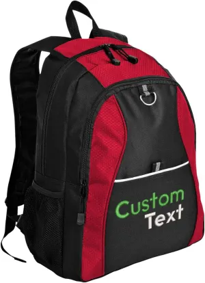 Personalized Contrast Honeycomb Backpacks, Red - Your Name - Customized Embroidery Backpack for College, Business