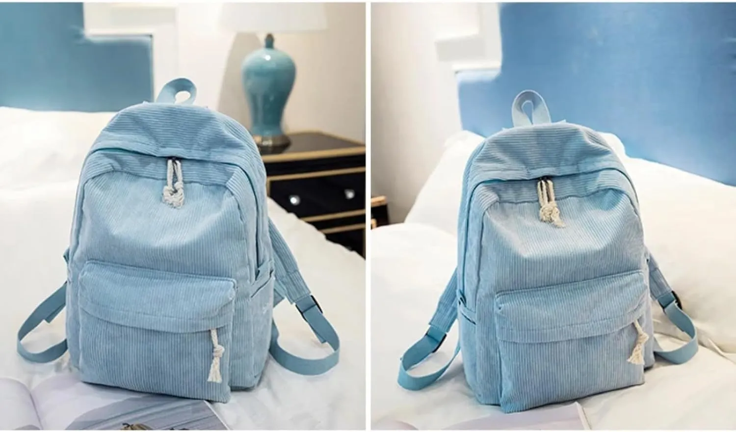 Personalized Corduroy Backpack Casual College Backpack Lightweight Travel Backpack Custom Embroidery School Backpack with Name Laptop Backpacks College Shoulder Bag (black,custom)