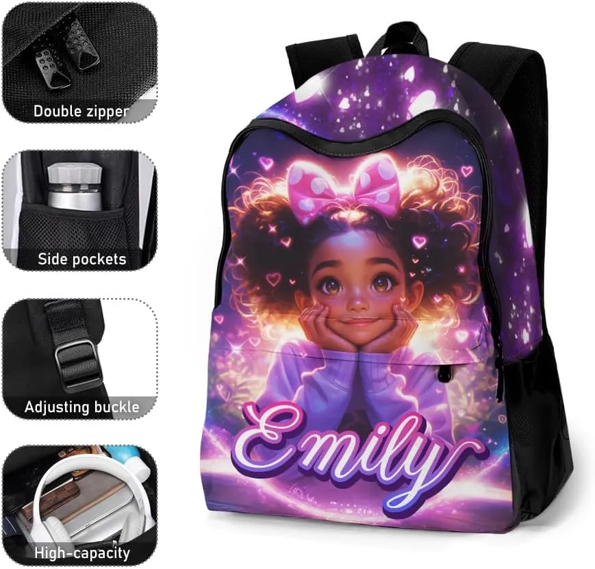 Personalized School Backpack for Boys Girls with Lunch Box Bag,Custom Toddler Backpack for Boys Girls