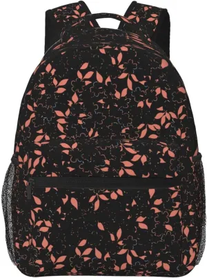 Pink Small Flowers Floral Leaf Casual Backpack Travel Laptop Backpacks Lightweight Daypack Large Capacity Rucksack Notebook Bags Business Work Bag for Yoga Beach Hiking