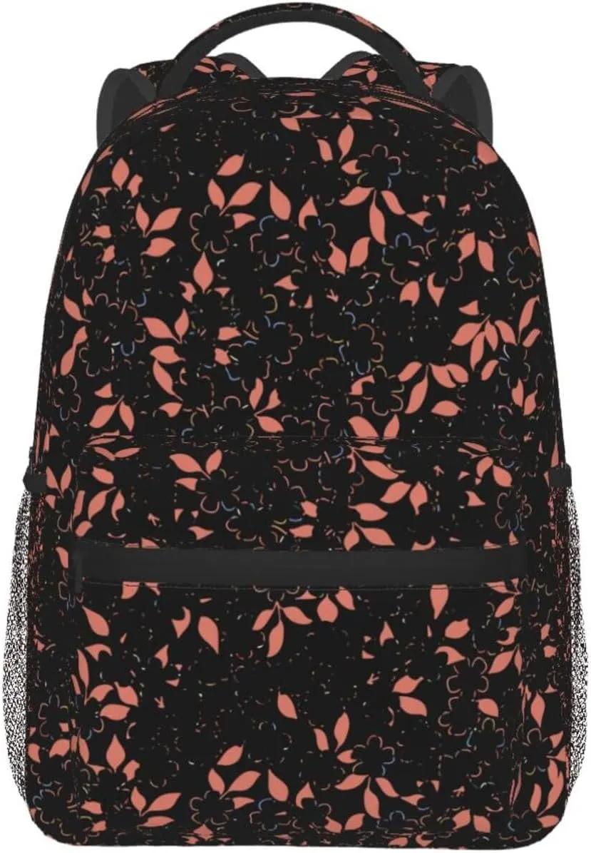 Pink Small Flowers Floral Leaf Casual Backpack Travel Laptop Backpacks Lightweight Daypack Large Capacity Rucksack Notebook Bags Business Work Bag for Yoga Beach Hiking