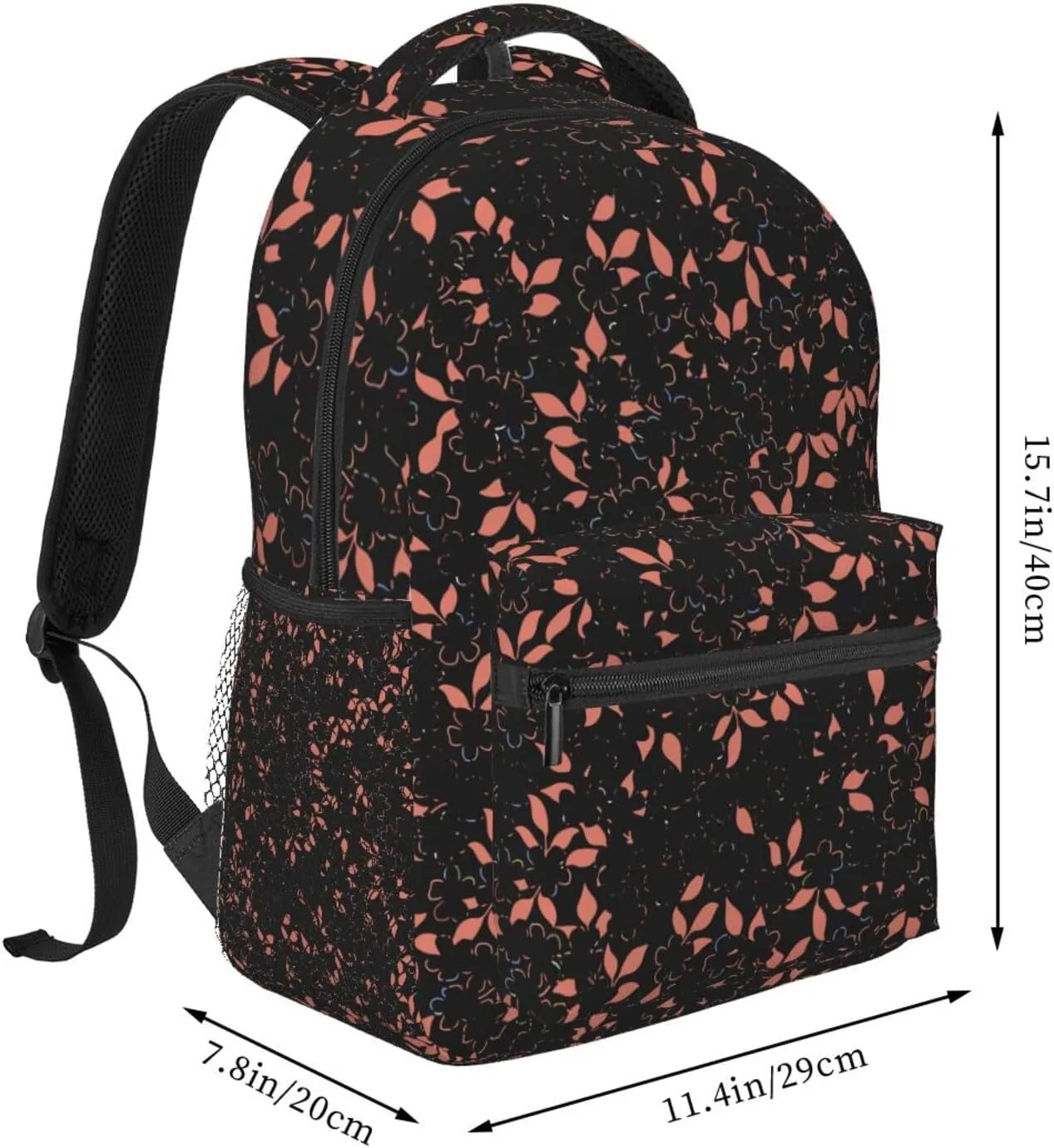 Pink Small Flowers Floral Leaf Casual Backpack Travel Laptop Backpacks Lightweight Daypack Large Capacity Rucksack Notebook Bags Business Work Bag for Yoga Beach Hiking