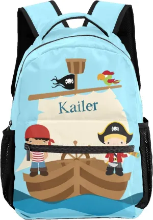 Pirate Boys Big Ship Personalized Kids School Backpack Custom for Boys Girls Primary Daypack Bookbag Travel Bag