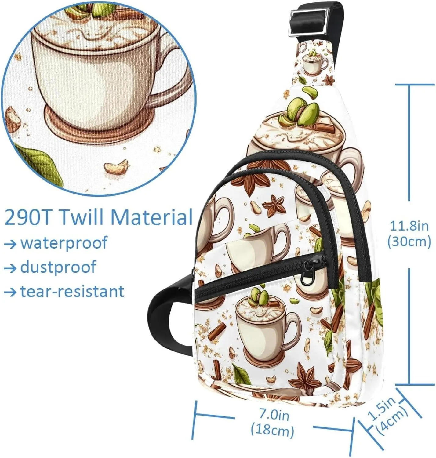 pistachio vanilla and cinnamon hot choco (3) Sling Bag for Women Travel Shoulder Bag Chest Bag