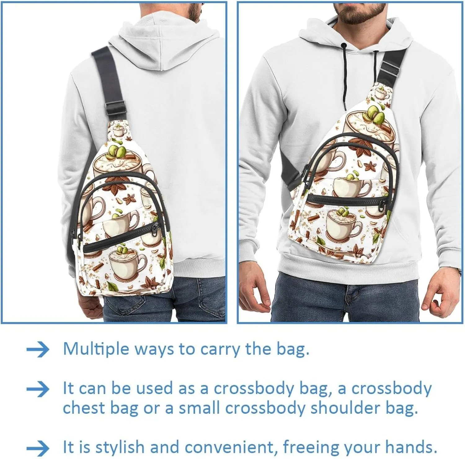 pistachio vanilla and cinnamon hot choco (3) Sling Bag for Women Travel Shoulder Bag Chest Bag