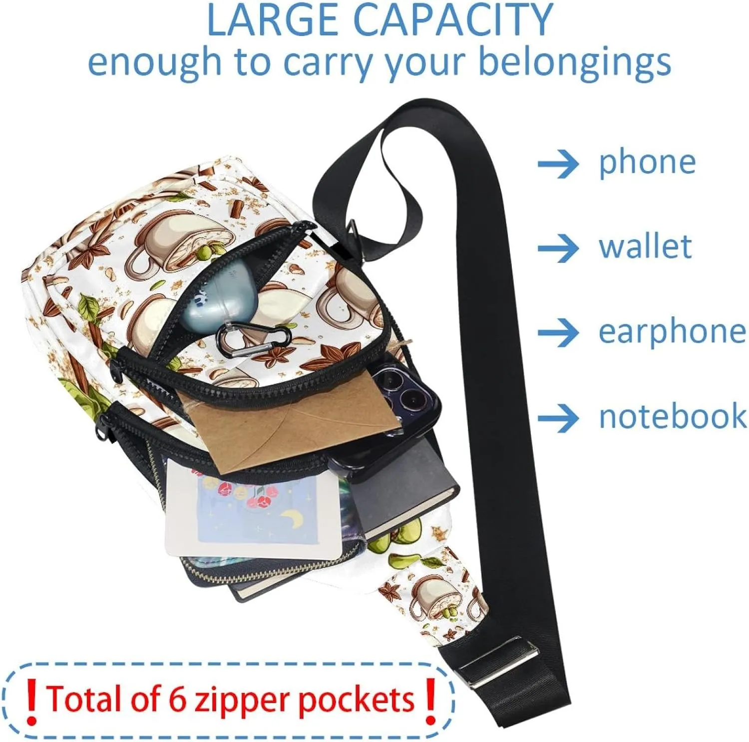 pistachio vanilla and cinnamon hot choco (3) Sling Bag for Women Travel Shoulder Bag Chest Bag