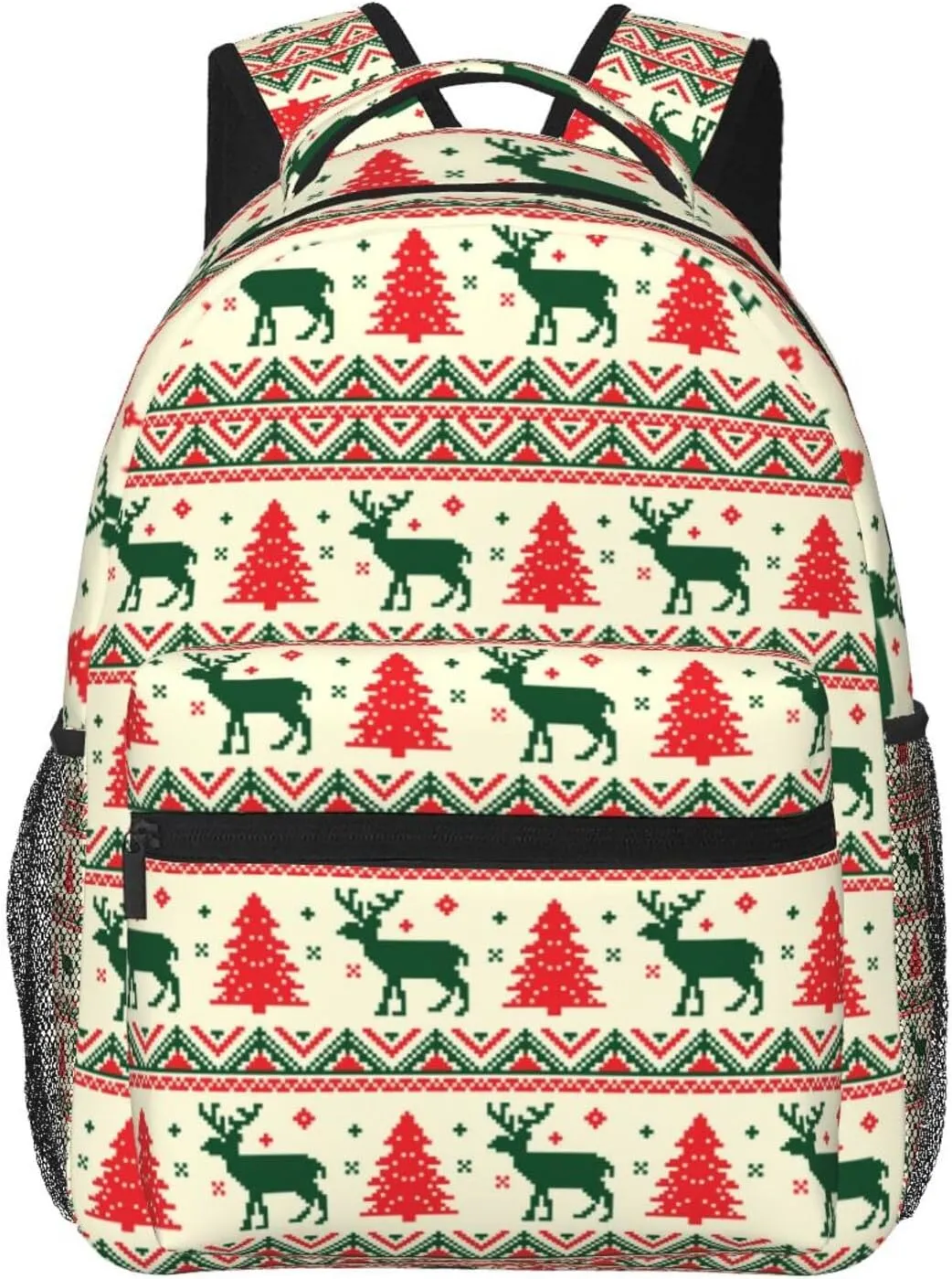 Pixel Christmas Tree Reindeer Casual Backpack Travel Laptop Backpacks Lightweight Daypack Large Capacity Rucksack Notebook Bags Business Work Bag for Yoga Beach Hiking
