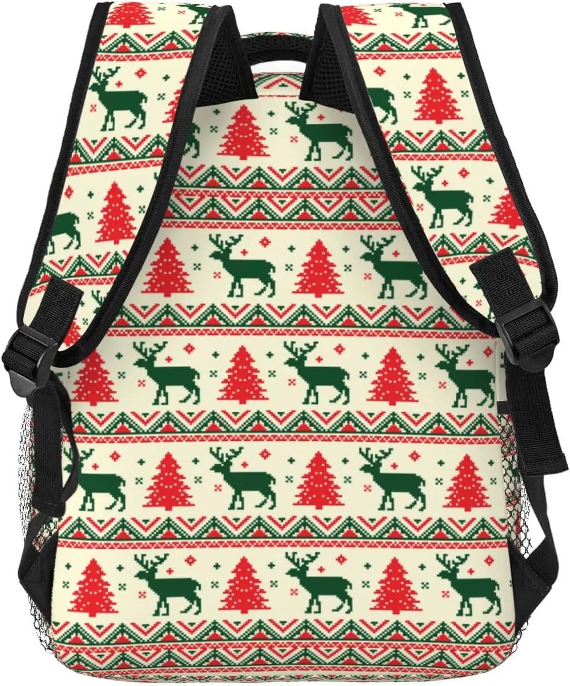 Pixel Christmas Tree Reindeer Casual Backpack Travel Laptop Backpacks Lightweight Daypack Large Capacity Rucksack Notebook Bags Business Work Bag for Yoga Beach Hiking