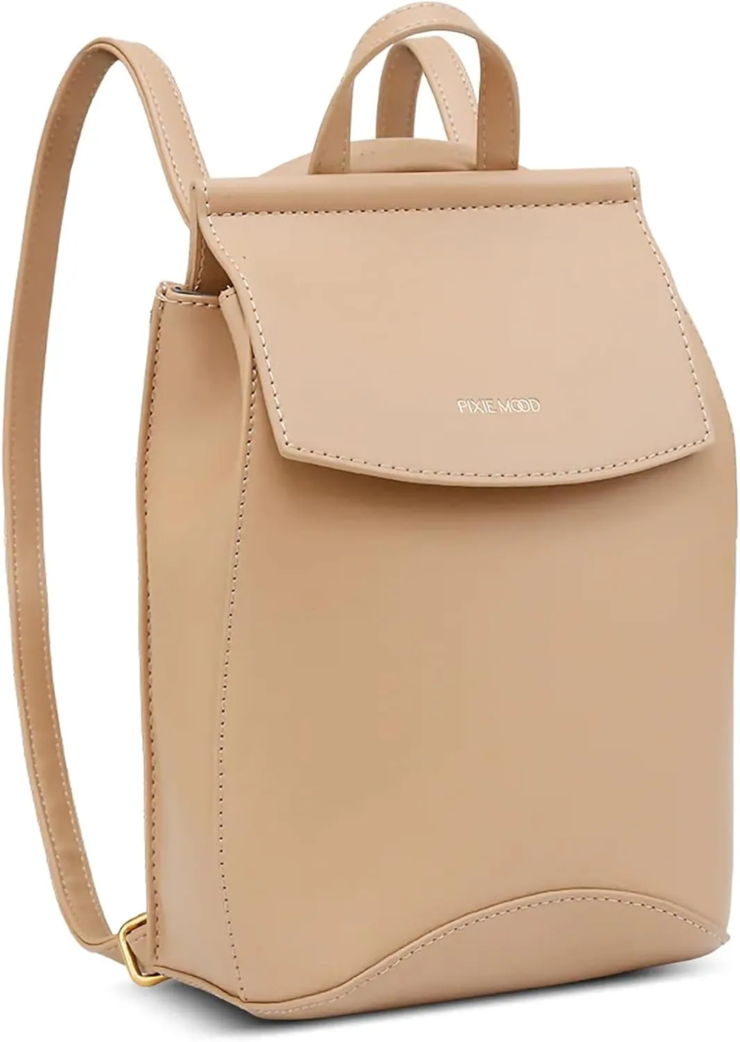 Pixie Mood Mini Kim 8 x 10.5 Vegan Leather Adjustable Straps, Top Handle, Shoulder Bag, Backpack, Sand