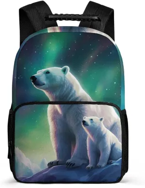 Polar Bear Northern Light 16 Inch Laptop Backpack Durable Travel Pack Casual Shoulder Backpack