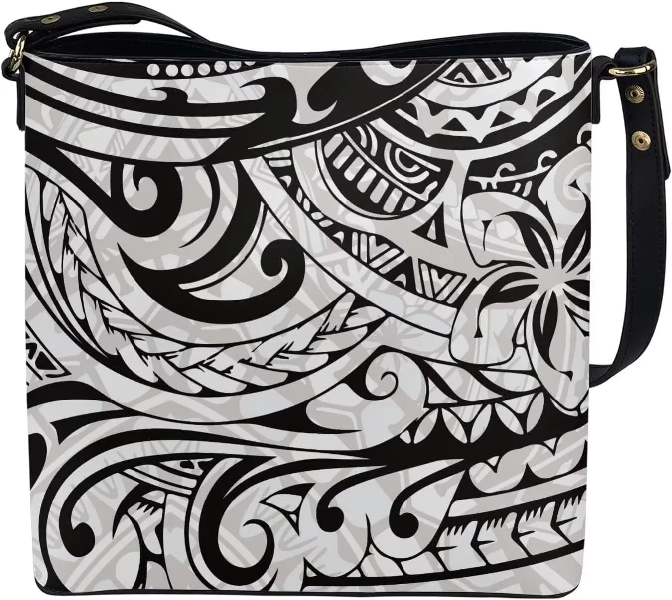 Polynesian Bucket Bags for Women Crossbody Bags Leather Tote Bag Summer Clutch Purses Hobo with 2 Detachable Straps