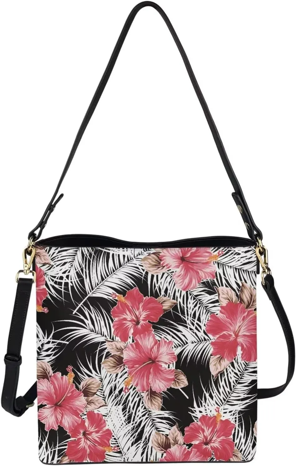 Polynesian Bucket Bags for Women Crossbody Bags Leather Tote Bag Summer Clutch Purses Hobo with 2 Detachable Straps
