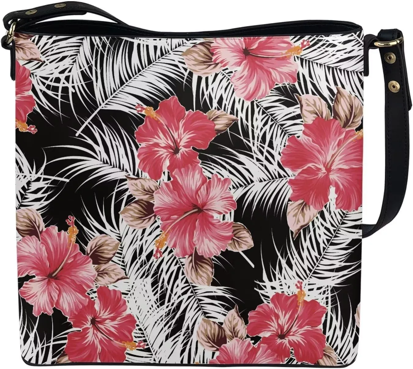Polynesian Bucket Bags for Women Crossbody Bags Leather Tote Bag Summer Clutch Purses Hobo with 2 Detachable Straps